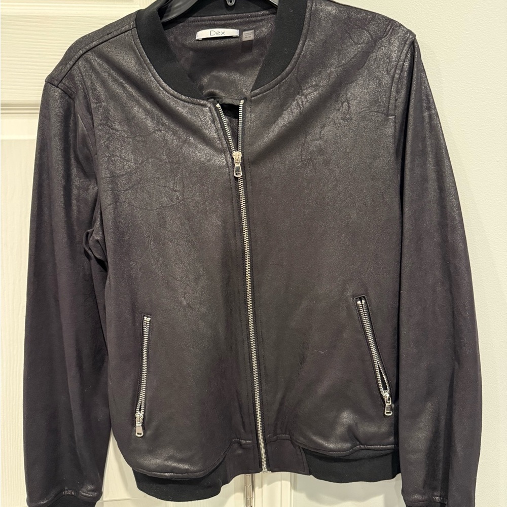 Dex Midnight Black  faux leather Jacket